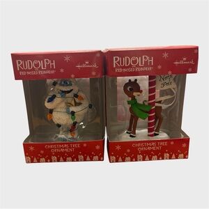 Hallmark Christmas Ornaments Rudolph Red Nosed Reindeer and Bumble collectible